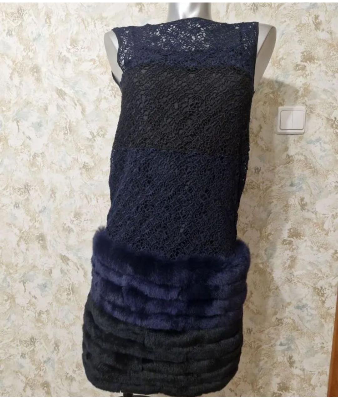 LOUIS VUITTON Темно-синее шелковое коктейльное платье, фото 7