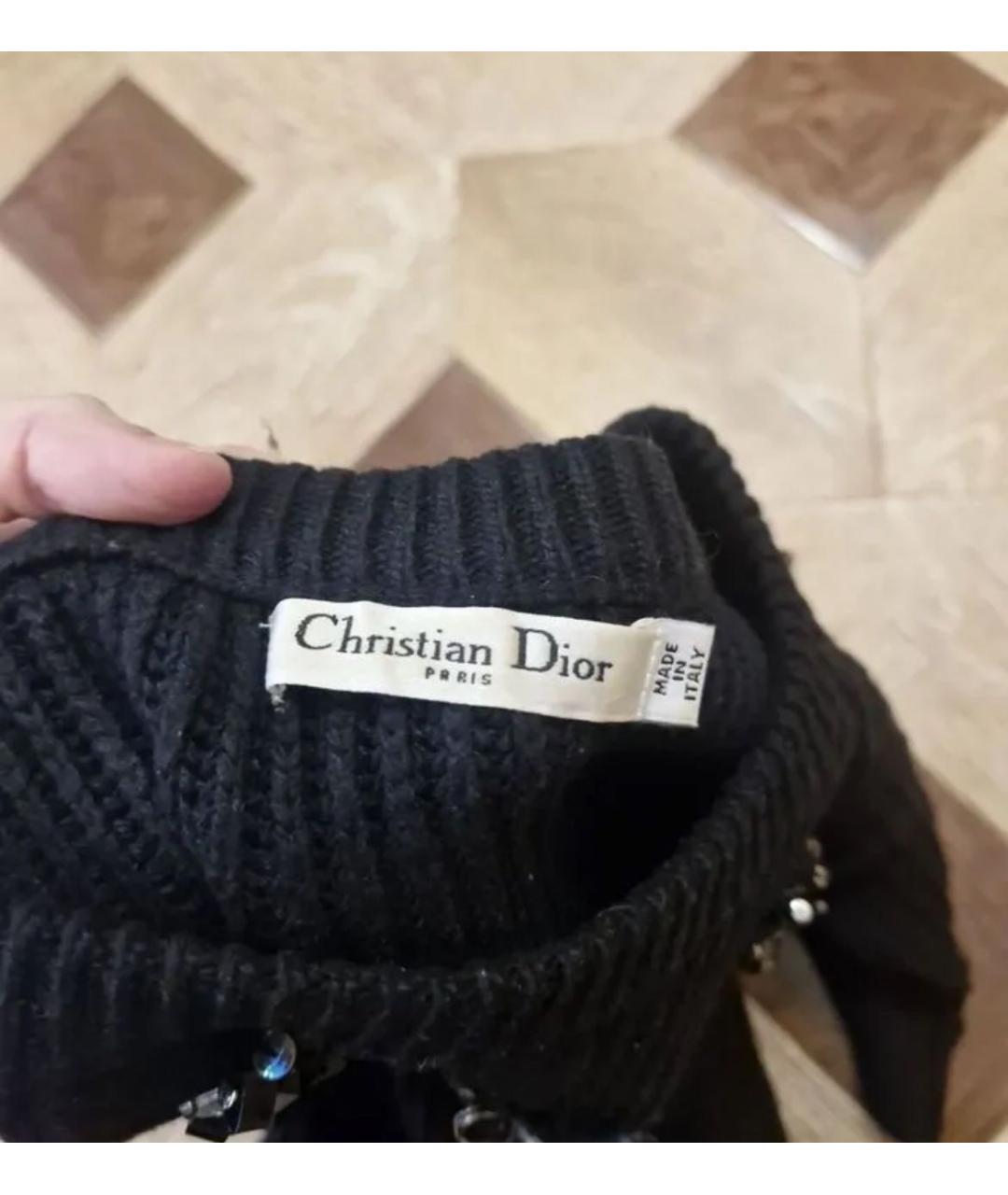 CHRISTIAN DIOR Черное шерстяное повседневное платье, фото 6