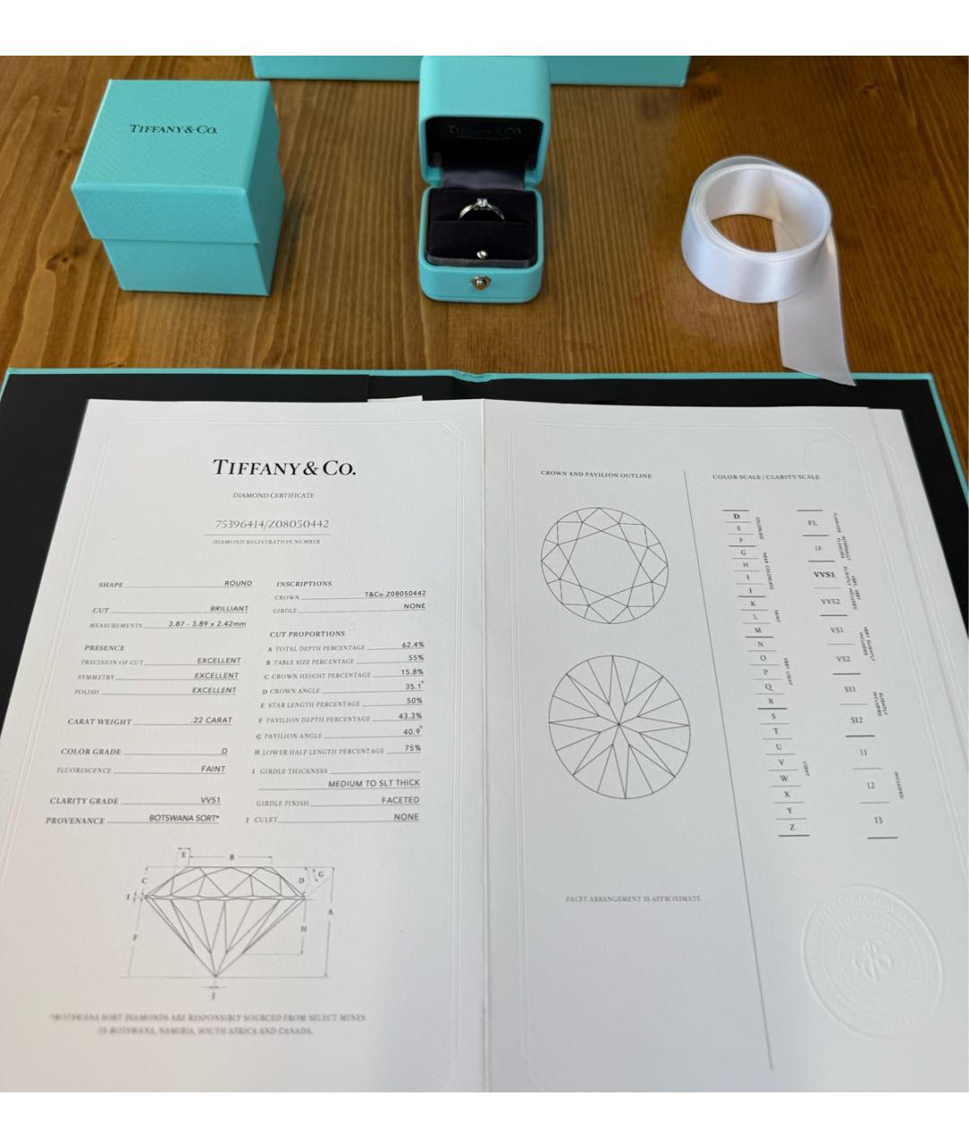 TIFFANY&CO Белое платиновое кольцо, фото 7