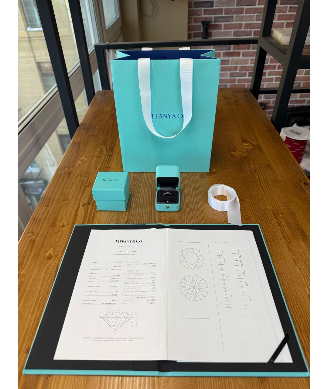 TIFFANY&CO Белое платиновое кольцо, фото 6