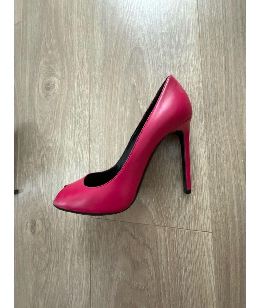 SAINT LAURENT Фуксия кожаные туфли, фото 5