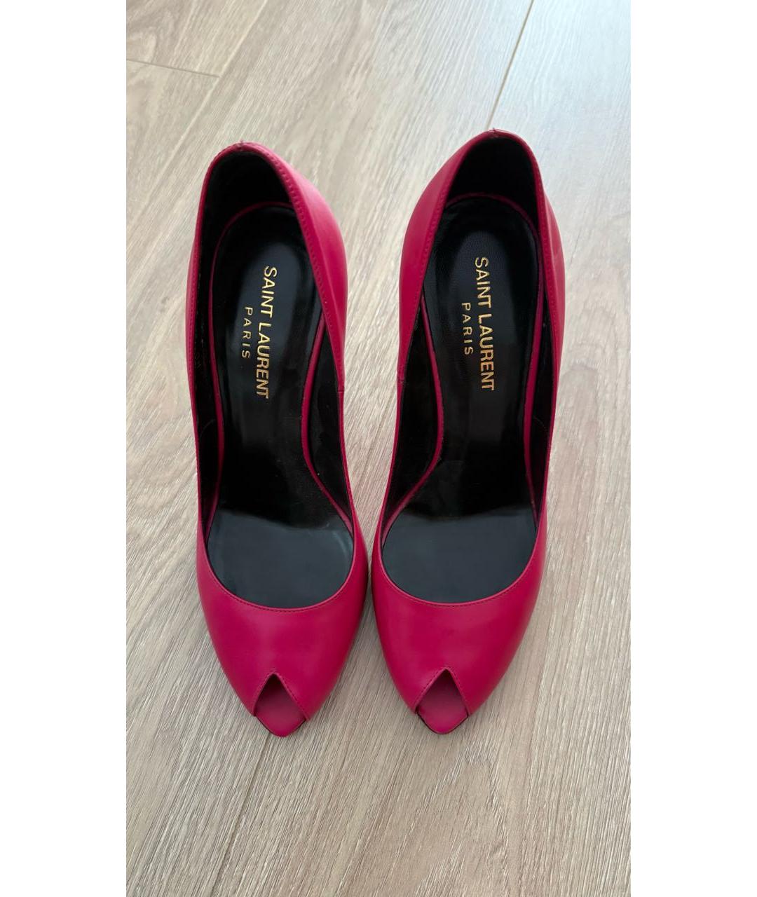 SAINT LAURENT Фуксия кожаные туфли, фото 2