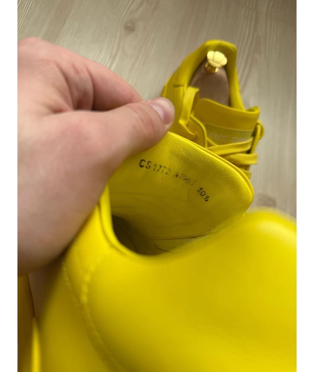 DOLCE&GABBANA Желтые кожаные низкие кроссовки / кеды, фото 7