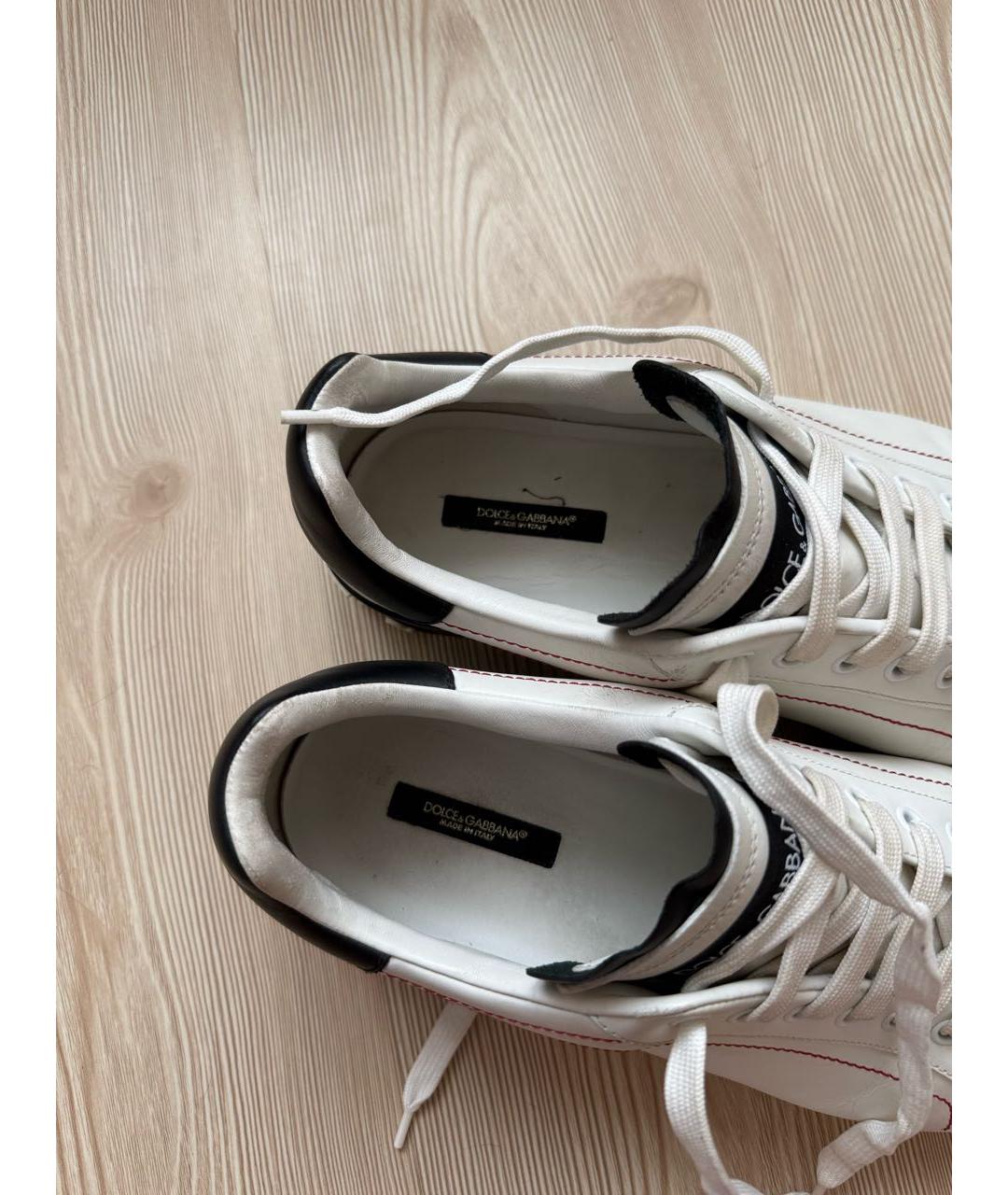DOLCE&GABBANA Белые кожаные низкие кроссовки / кеды, фото 8