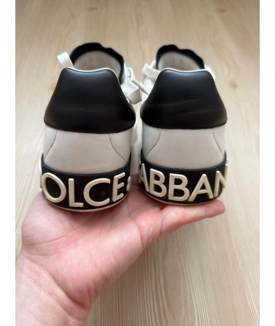 DOLCE&GABBANA Белые кожаные низкие кроссовки / кеды, фото 5