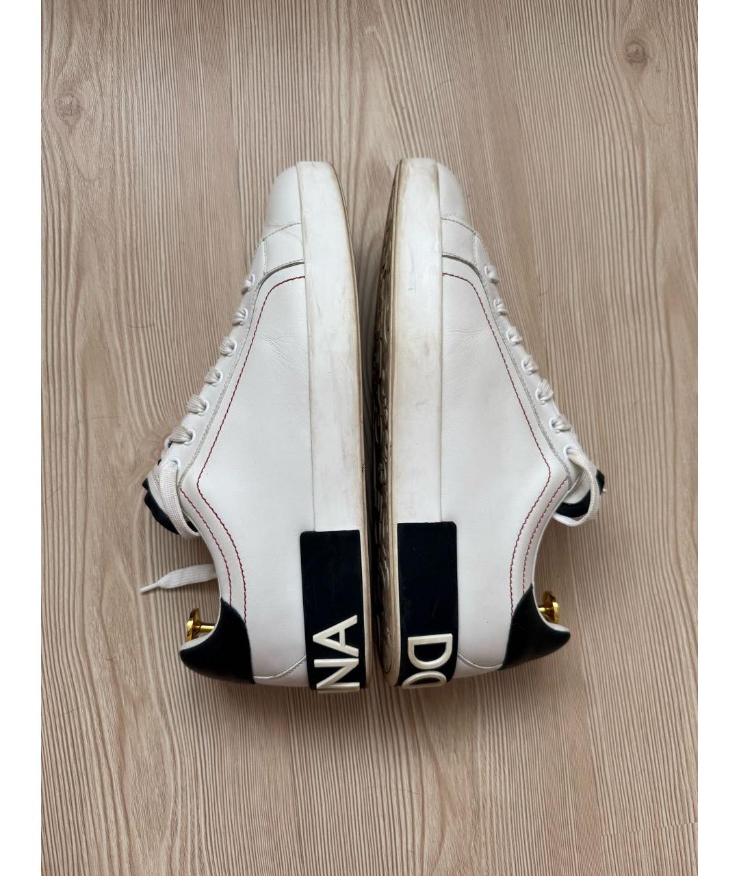 DOLCE&GABBANA Белые кожаные низкие кроссовки / кеды, фото 9