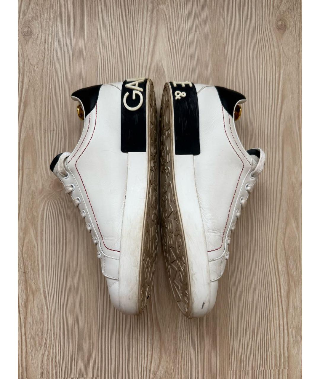 DOLCE&GABBANA Белые кожаные низкие кроссовки / кеды, фото 4