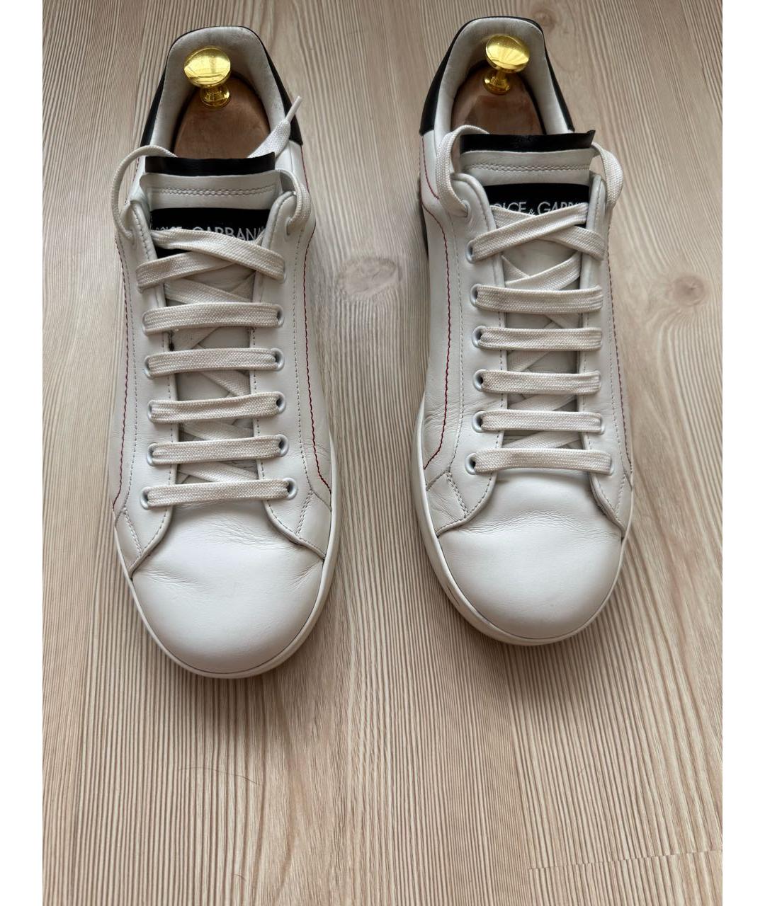 DOLCE&GABBANA Белые кожаные низкие кроссовки / кеды, фото 3