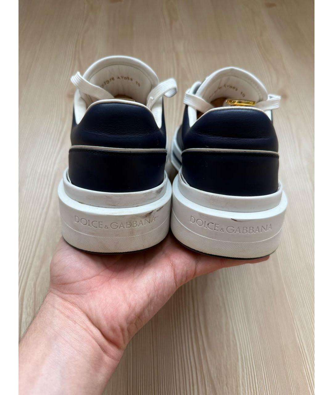 DOLCE&GABBANA Темно-синие кожаные низкие кроссовки / кеды, фото 5