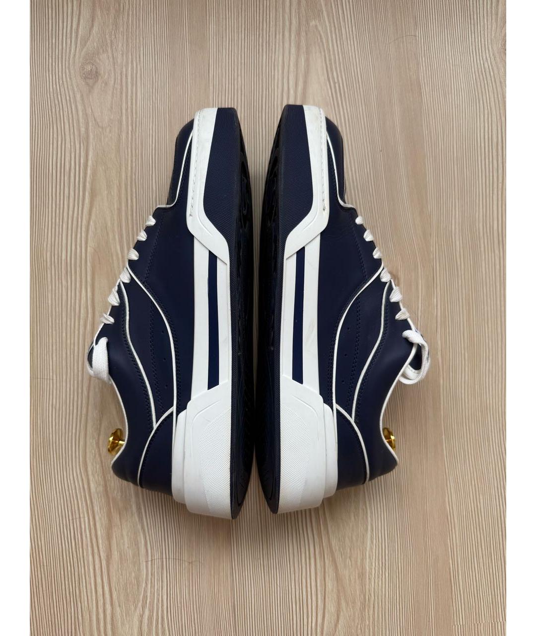 DOLCE&GABBANA Темно-синие кожаные низкие кроссовки / кеды, фото 9