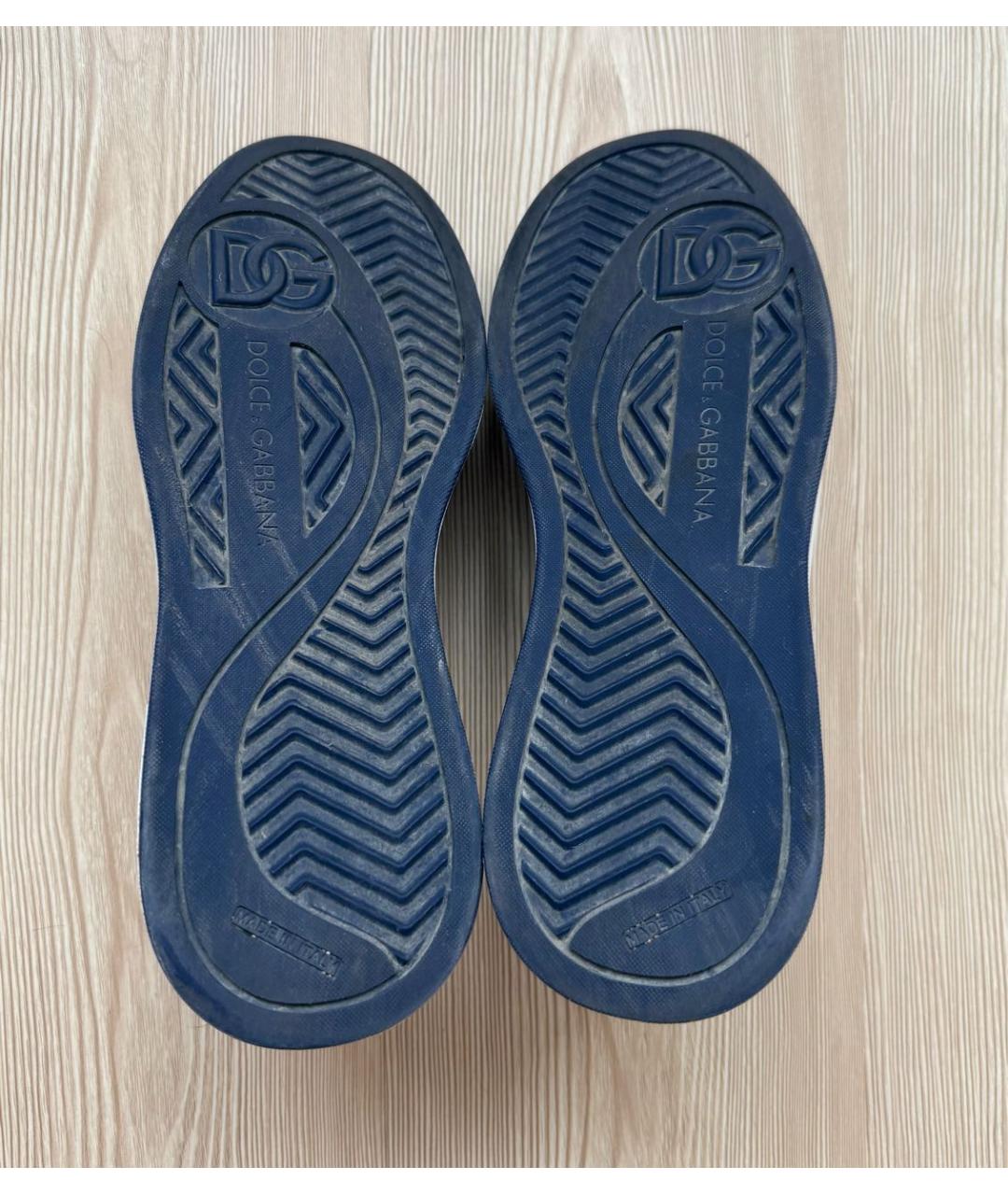 DOLCE&GABBANA Темно-синие кожаные низкие кроссовки / кеды, фото 6