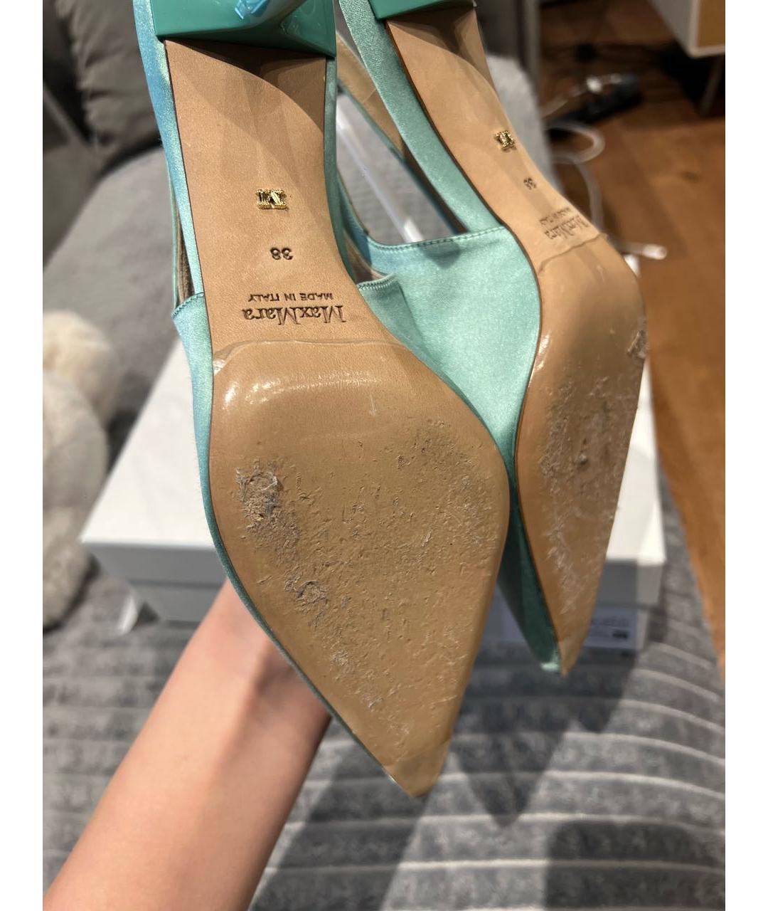 MAX MARA Голубые текстильные туфли, фото 5