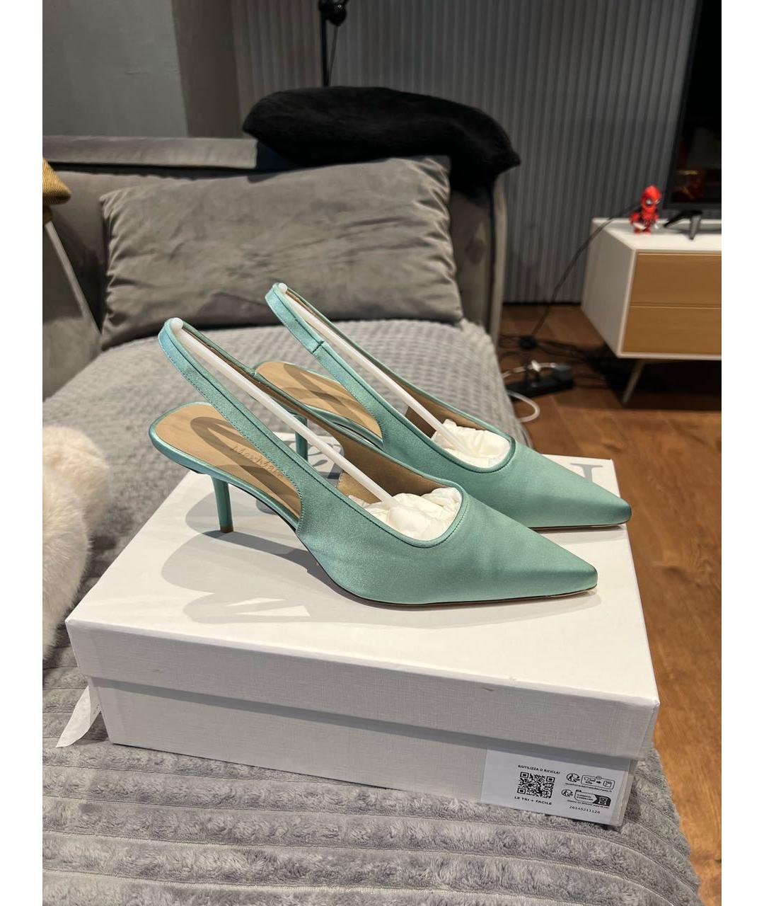 MAX MARA Голубые текстильные туфли, фото 7