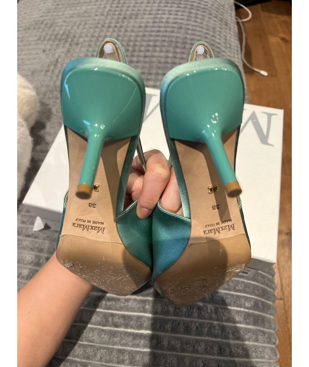 MAX MARA Голубые текстильные туфли, фото 4