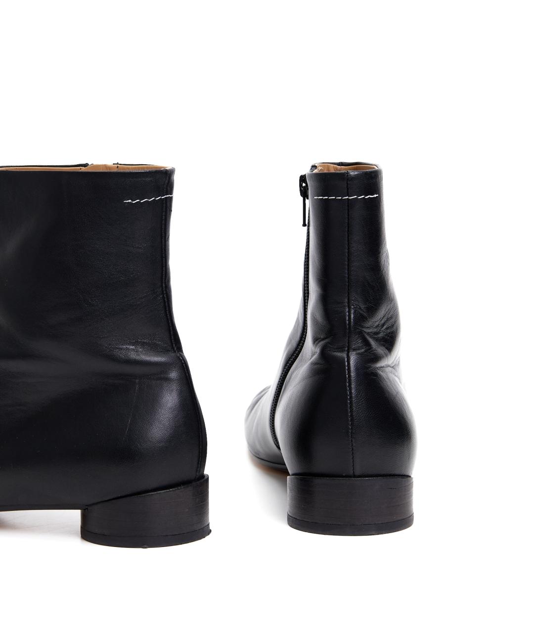 MAISON MARGIELA Черные кожаные высокие ботинки, фото 3