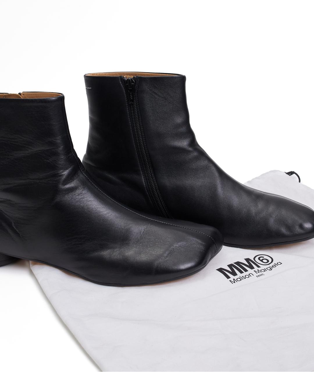 MAISON MARGIELA Черные кожаные высокие ботинки, фото 6