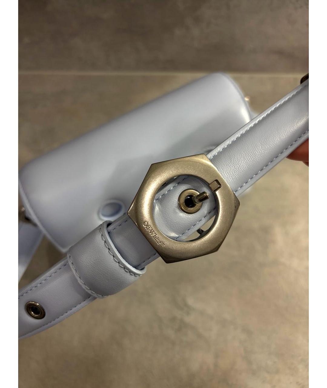 OFF-WHITE Голубая кожаная сумка через плечо, фото 6