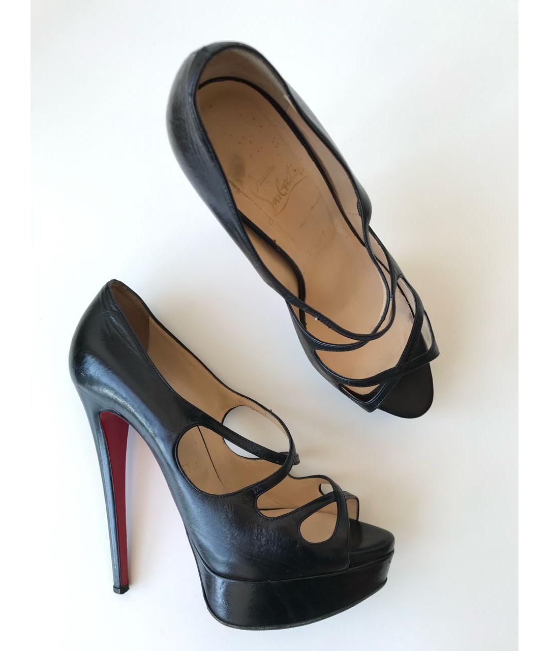 CHRISTIAN LOUBOUTIN Черные кожаные туфли, фото 5