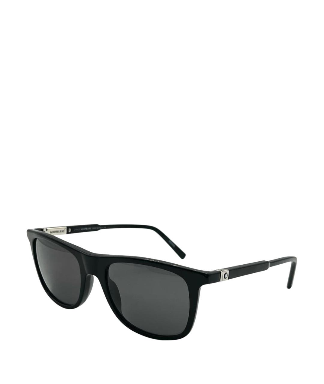 MONTBLANC Черные пластиковые солнцезащитные очки, фото 1