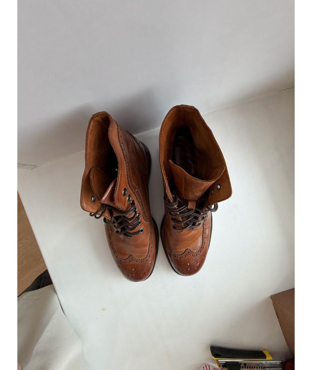 BARRETT Коричневые кожаные высокие ботинки, фото 3