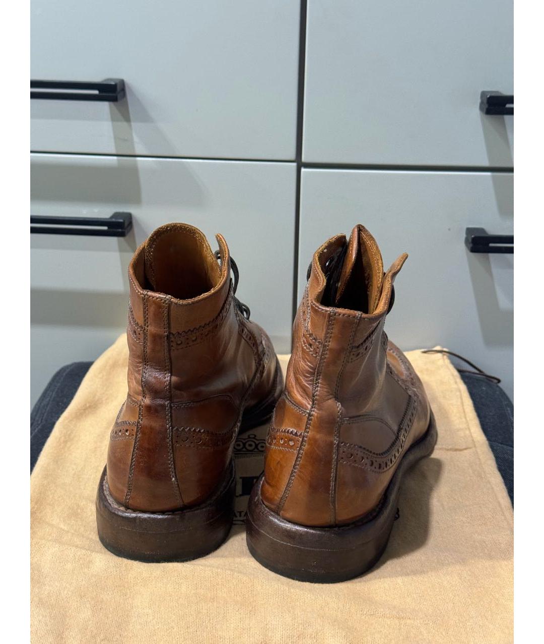 BARRETT Коричневые кожаные высокие ботинки, фото 4