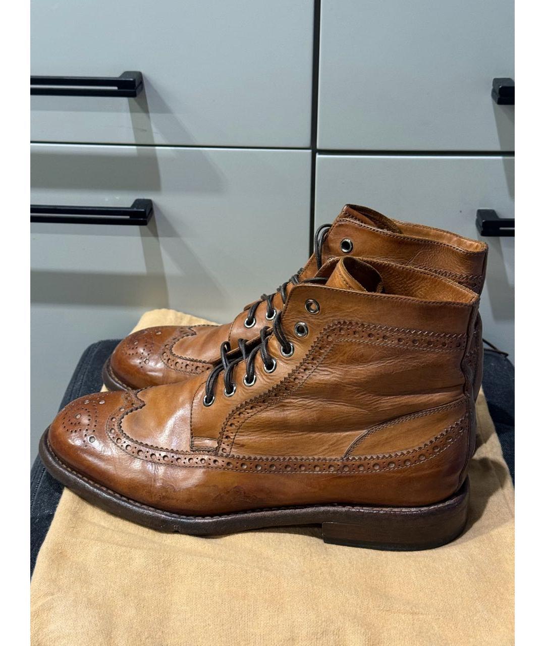 BARRETT Коричневые кожаные высокие ботинки, фото 6