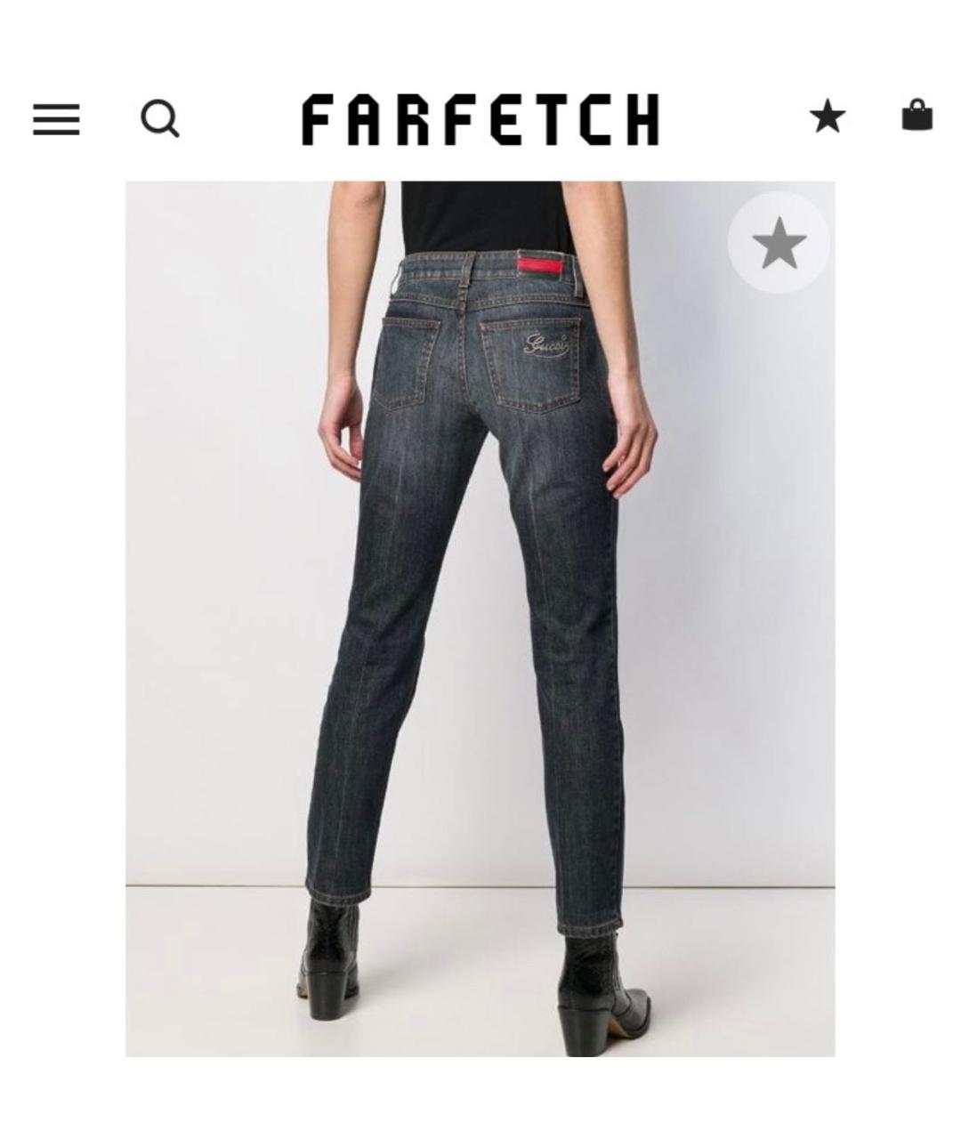 GUCCI Синие хлопковые прямые джинсы, фото 2