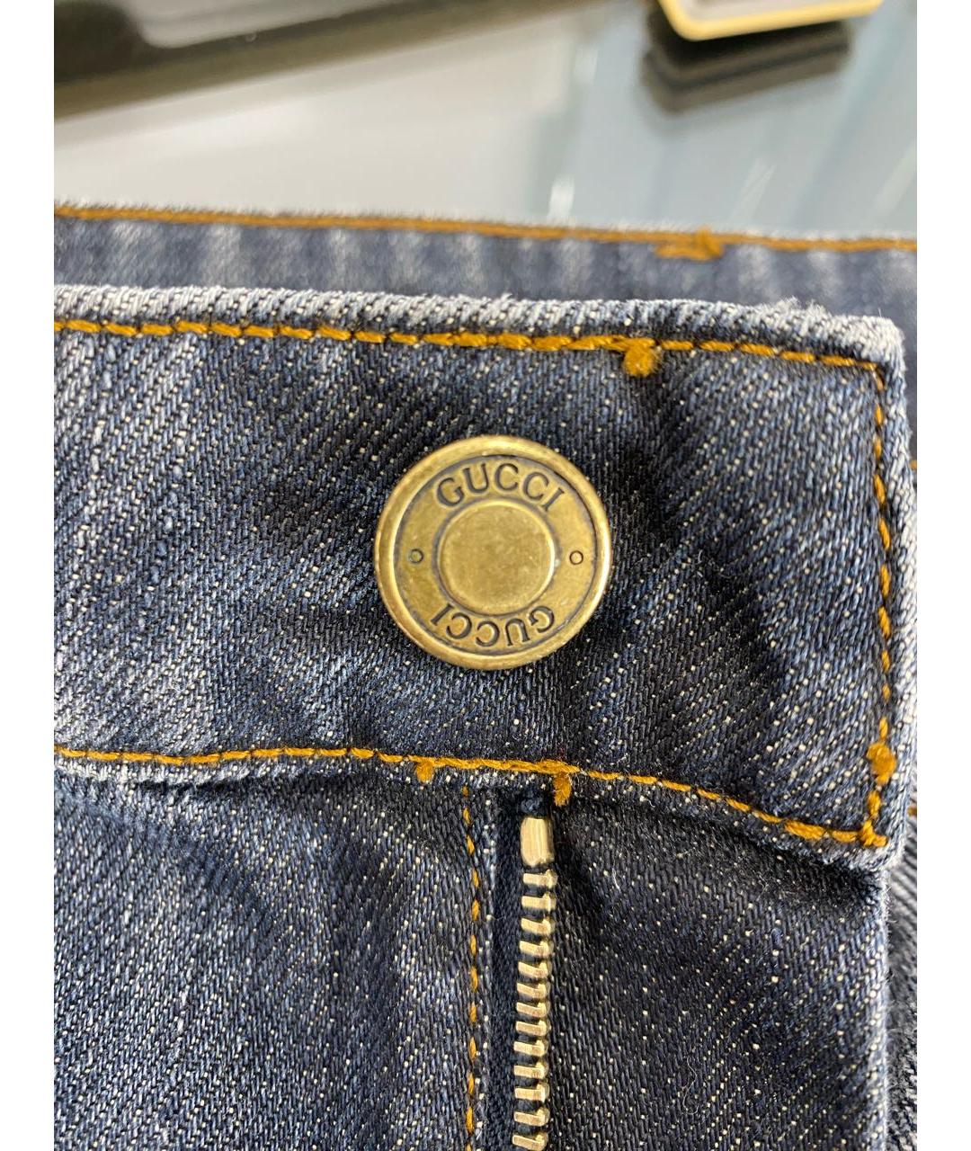 GUCCI Синие хлопковые прямые джинсы, фото 4