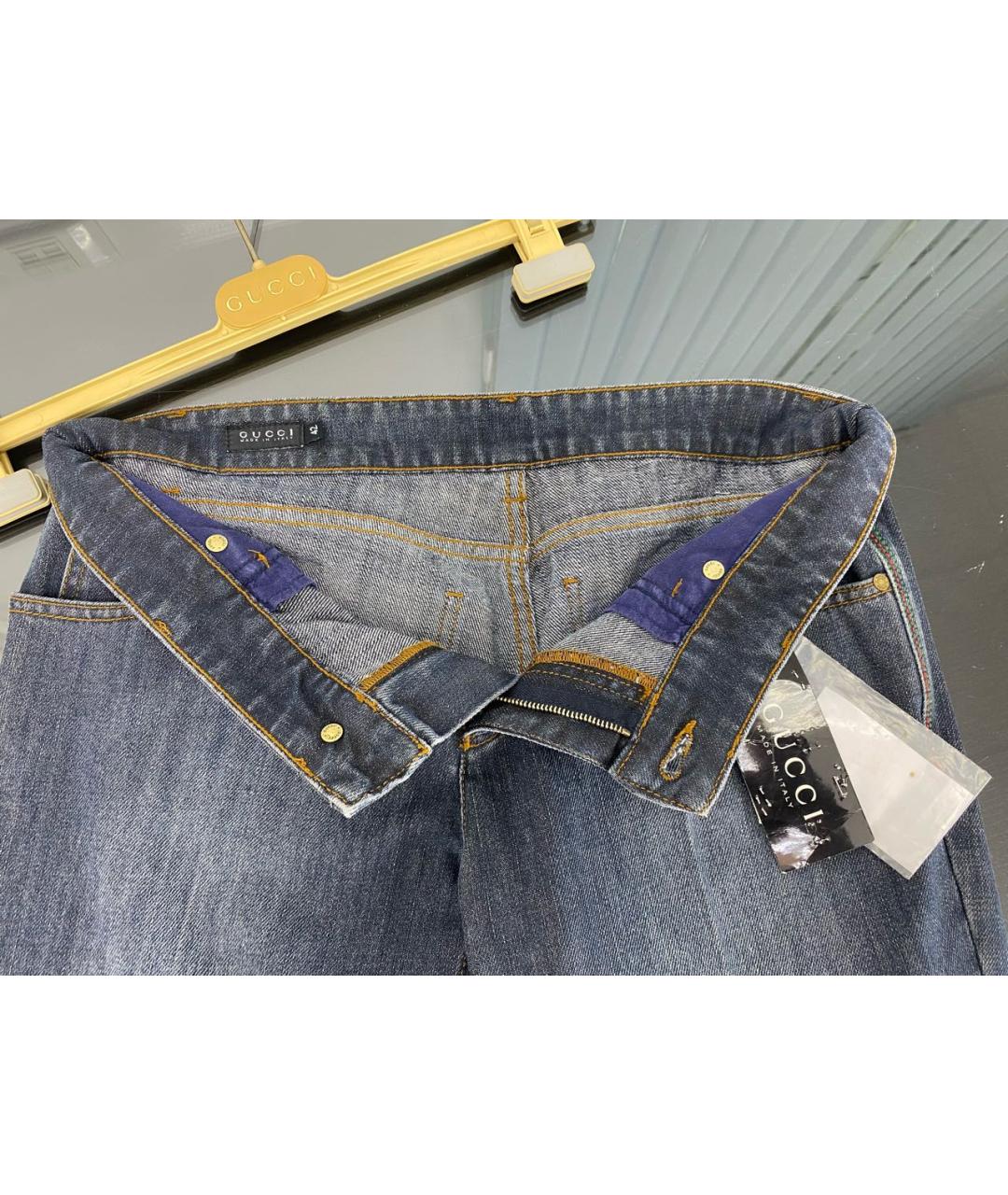 GUCCI Синие хлопковые прямые джинсы, фото 3