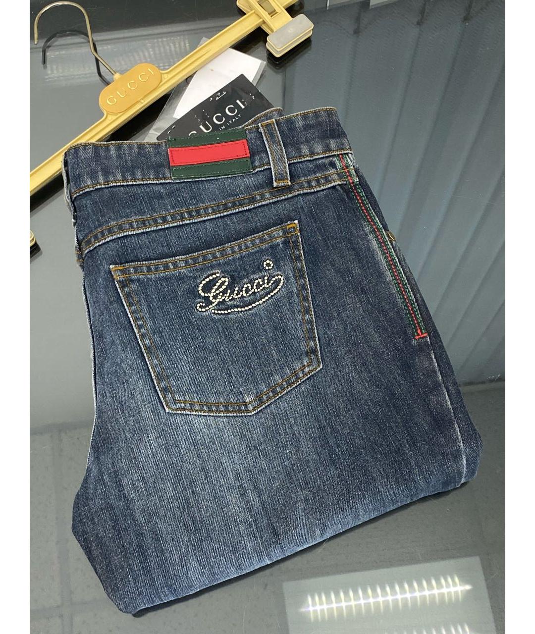 GUCCI Синие хлопковые прямые джинсы, фото 7