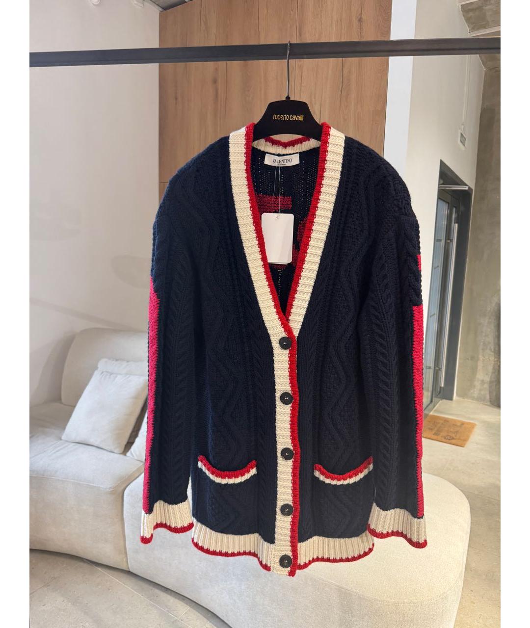 VALENTINO Темно-синий шерстяной кардиган, фото 5