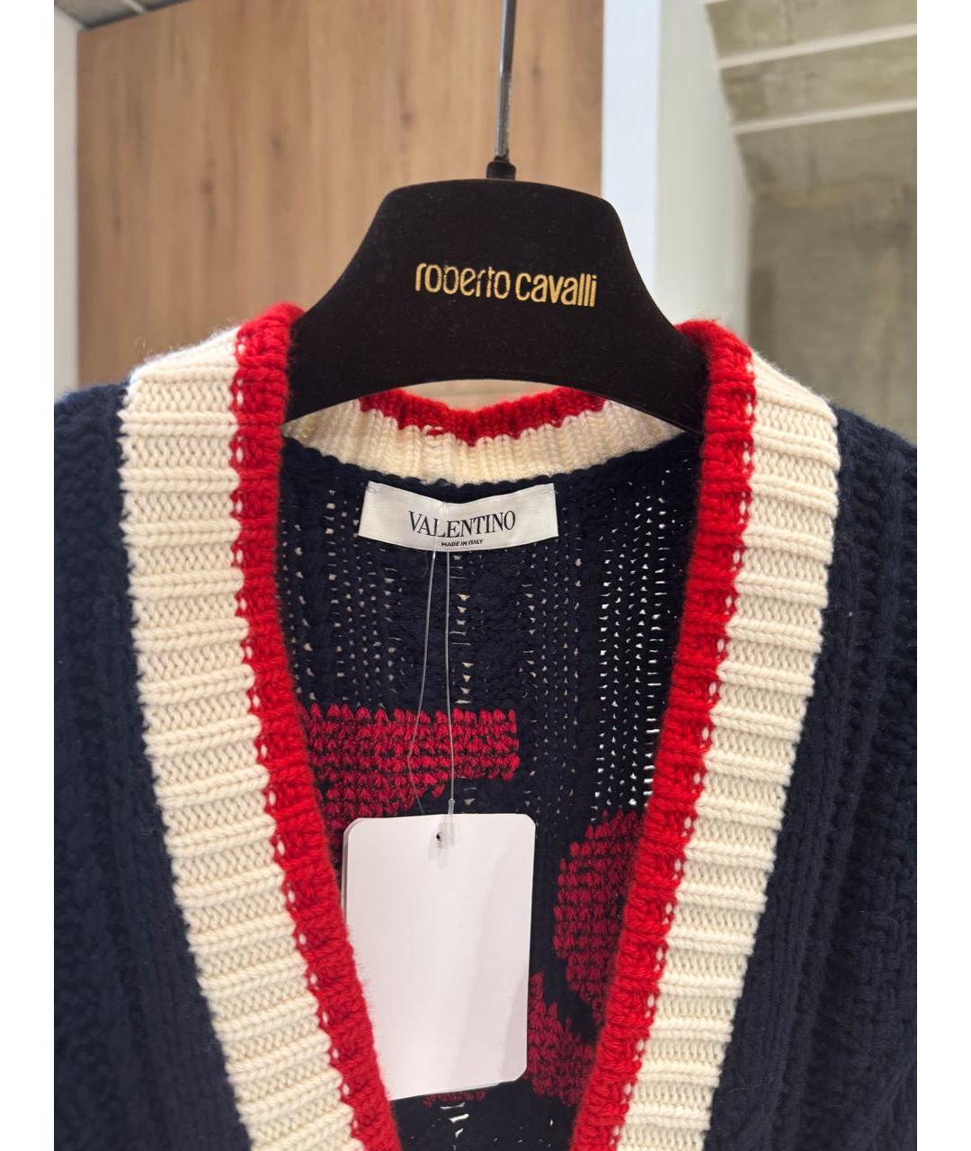 VALENTINO Темно-синий шерстяной кардиган, фото 3