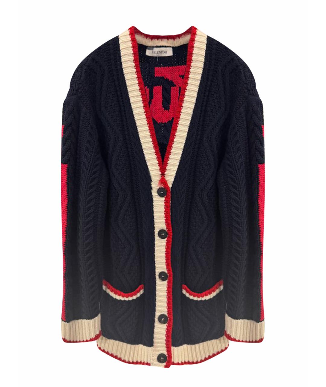 VALENTINO Темно-синий шерстяной кардиган, фото 1