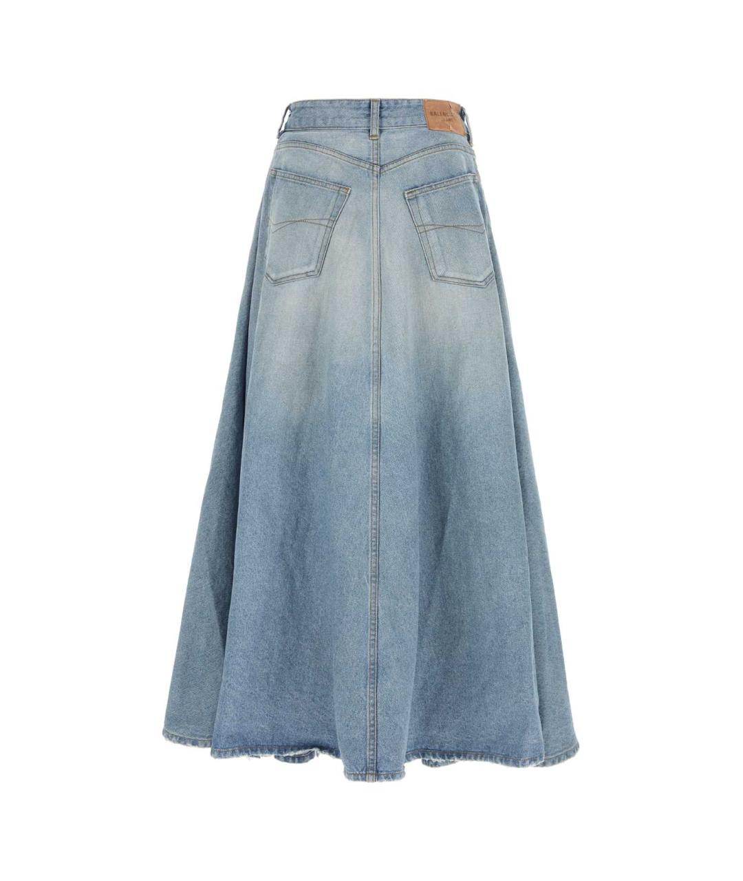 BALENCIAGA Голубая хлопковая юбка миди, фото 2