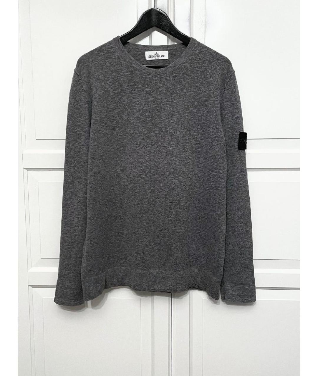 STONE ISLAND Антрацитовый хлопковый джемпер / свитер, фото 7