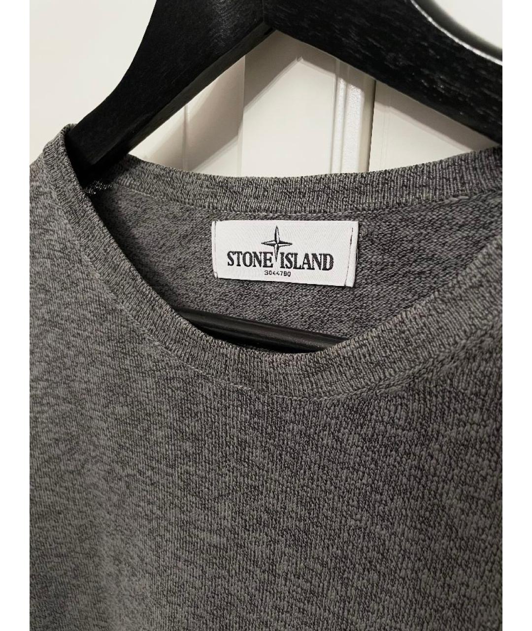 STONE ISLAND Антрацитовый хлопковый джемпер / свитер, фото 4
