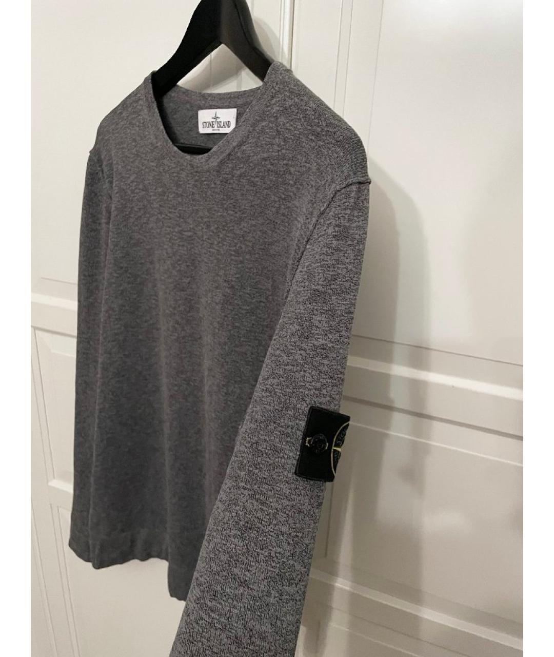 STONE ISLAND Антрацитовый хлопковый джемпер / свитер, фото 2