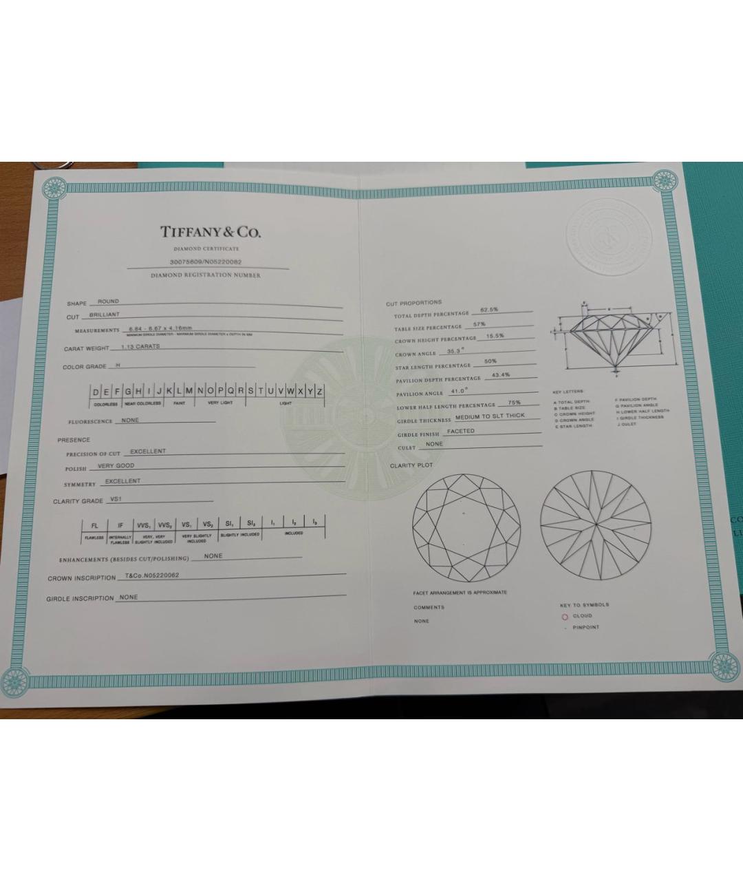 TIFFANY&CO Белое платиновое кольцо, фото 7