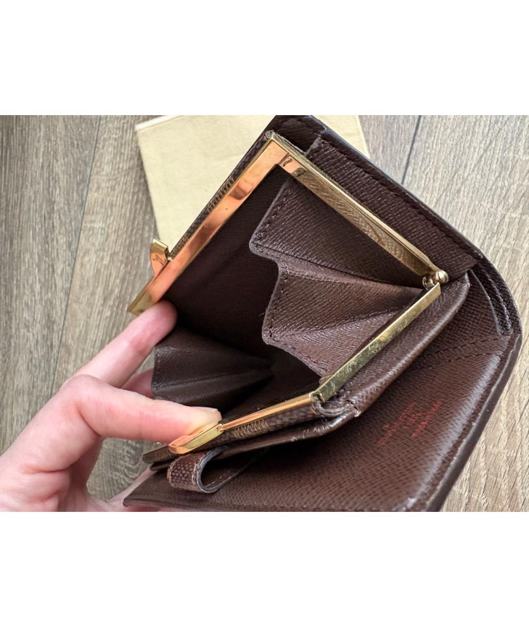 LOUIS VUITTON Коричневый кожаный кошелек, фото 4