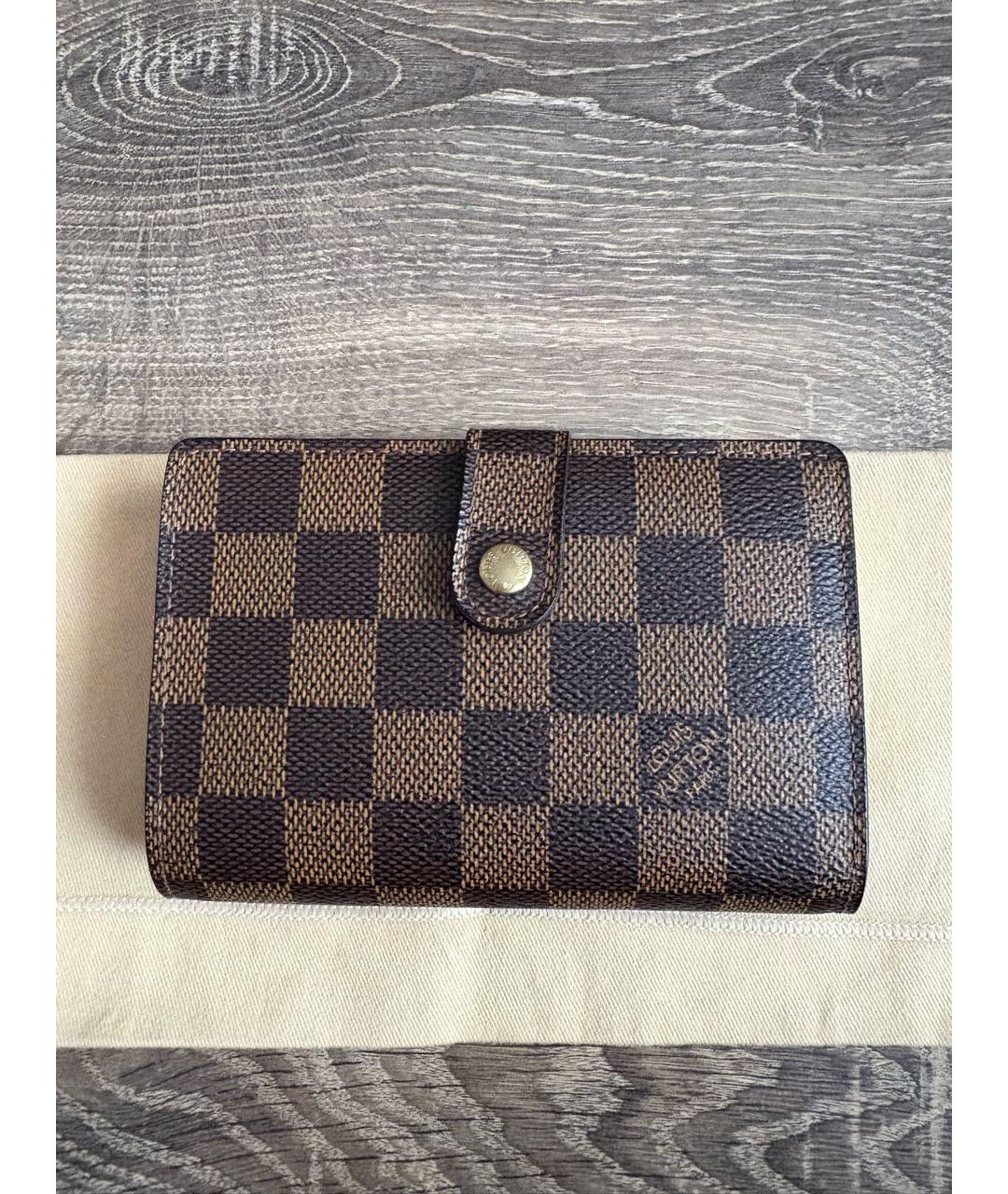 LOUIS VUITTON Коричневый кожаный кошелек, фото 5