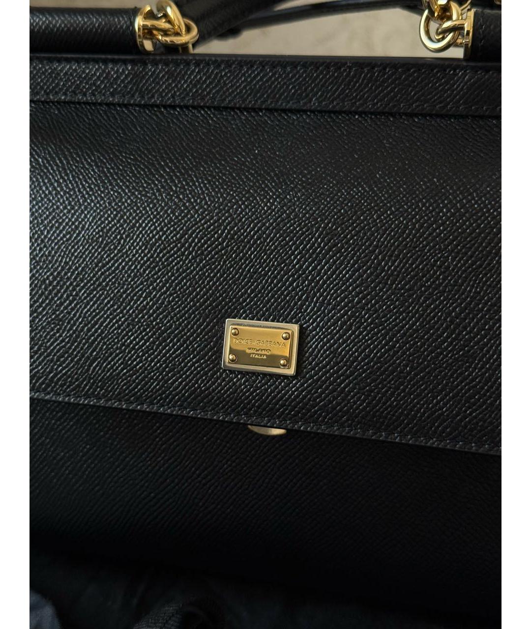 DOLCE&GABBANA Черная кожаная сумка с короткими ручками, фото 5