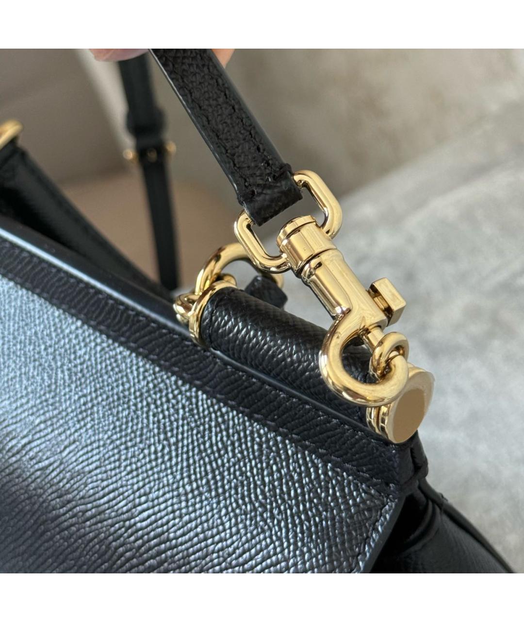 DOLCE&GABBANA Черная кожаная сумка с короткими ручками, фото 7