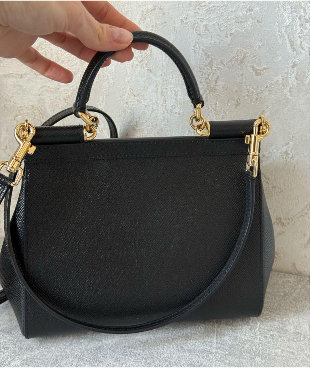 DOLCE&GABBANA Черная кожаная сумка с короткими ручками, фото 3