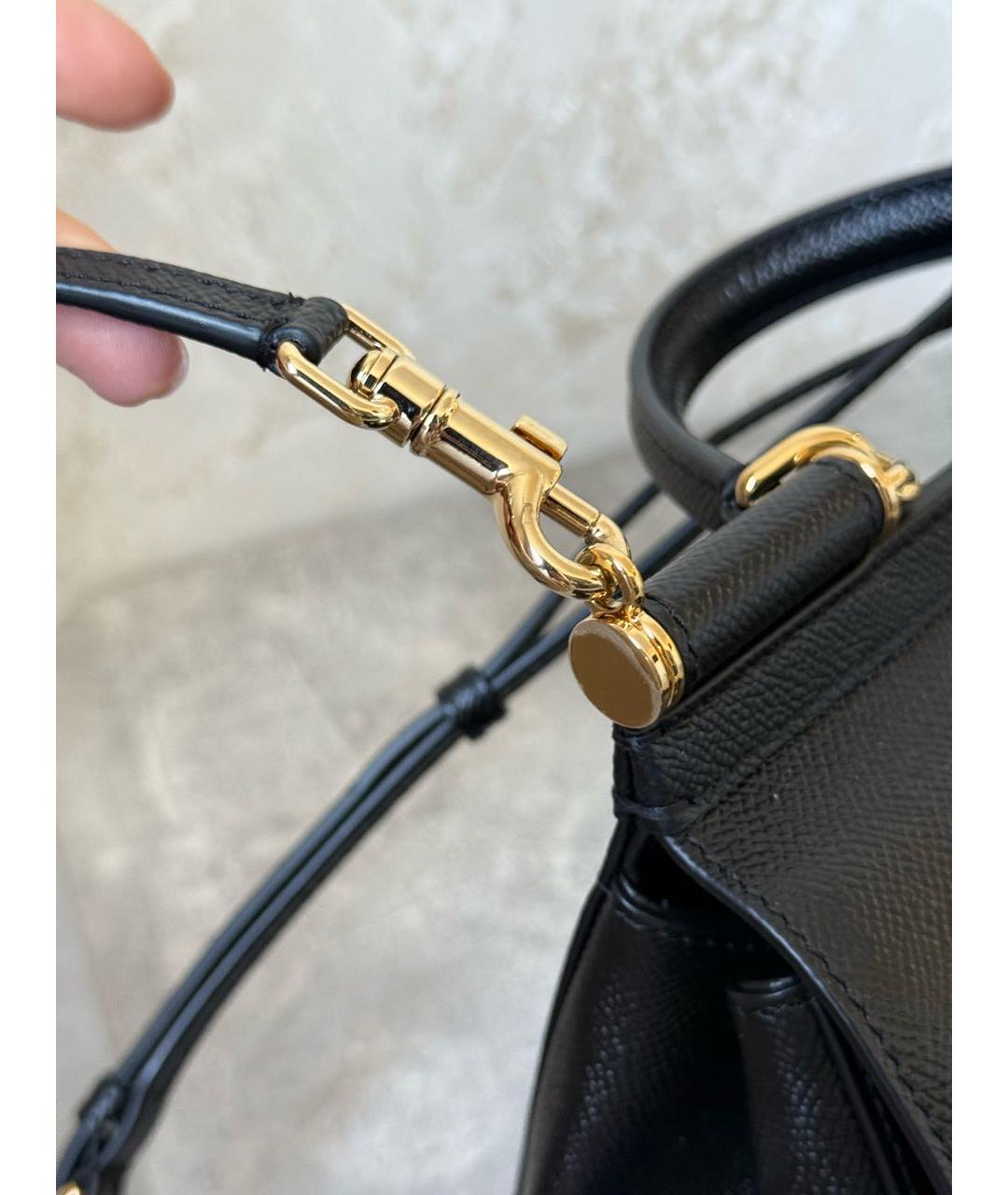 DOLCE&GABBANA Черная кожаная сумка с короткими ручками, фото 6