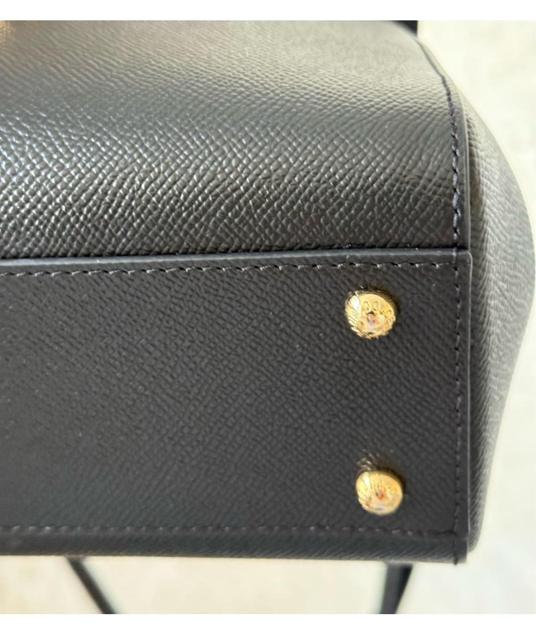 DOLCE&GABBANA Черная кожаная сумка с короткими ручками, фото 8