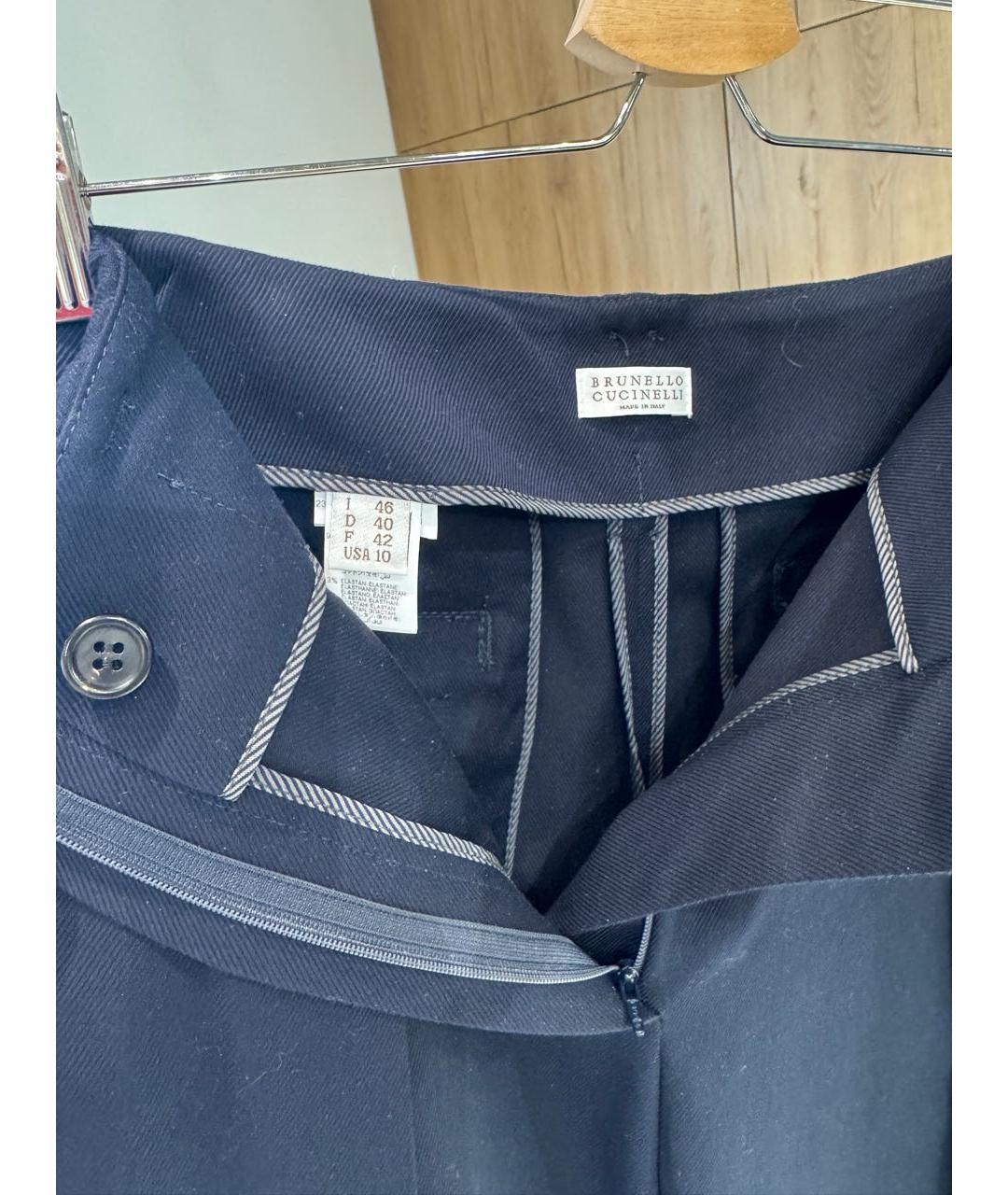 BRUNELLO CUCINELLI Темно-синие хлопковые брюки широкие, фото 3