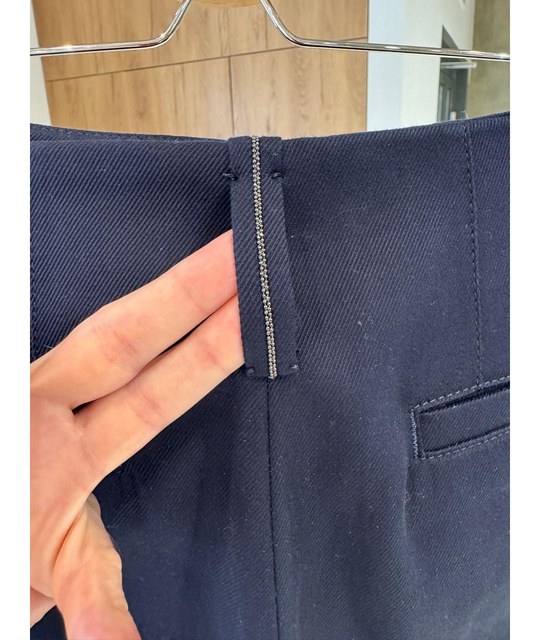 BRUNELLO CUCINELLI Темно-синие хлопковые брюки широкие, фото 4