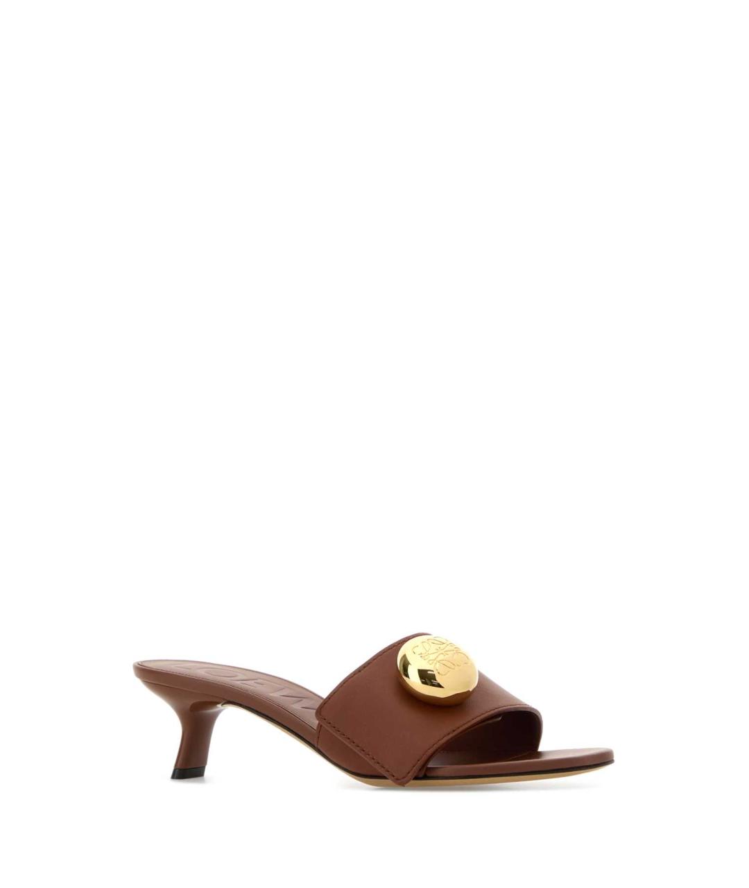 LOEWE Коричневые кожаные мюли, фото 2