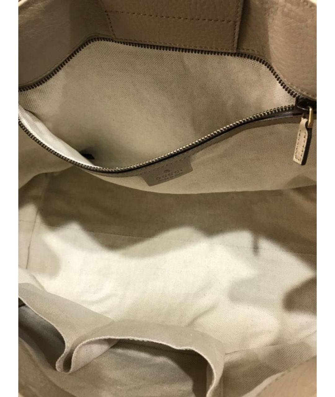 GUCCI Бежевая кожаная сумка с короткими ручками, фото 4