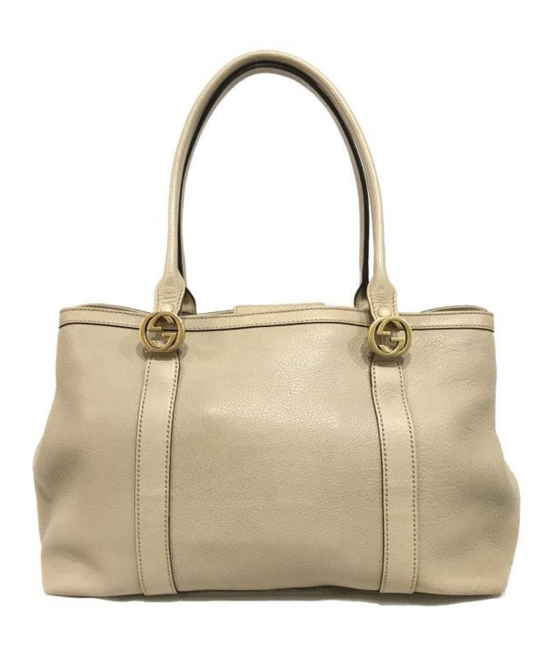 GUCCI Бежевая кожаная сумка с короткими ручками, фото 5